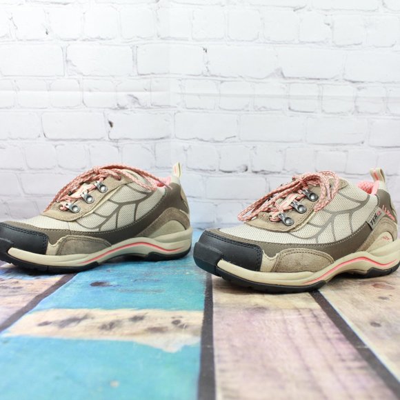 LL Bean Brown Leather Mesh Vertigrip Hiking Trail Sneakers 6 M - Picture 2 of 9